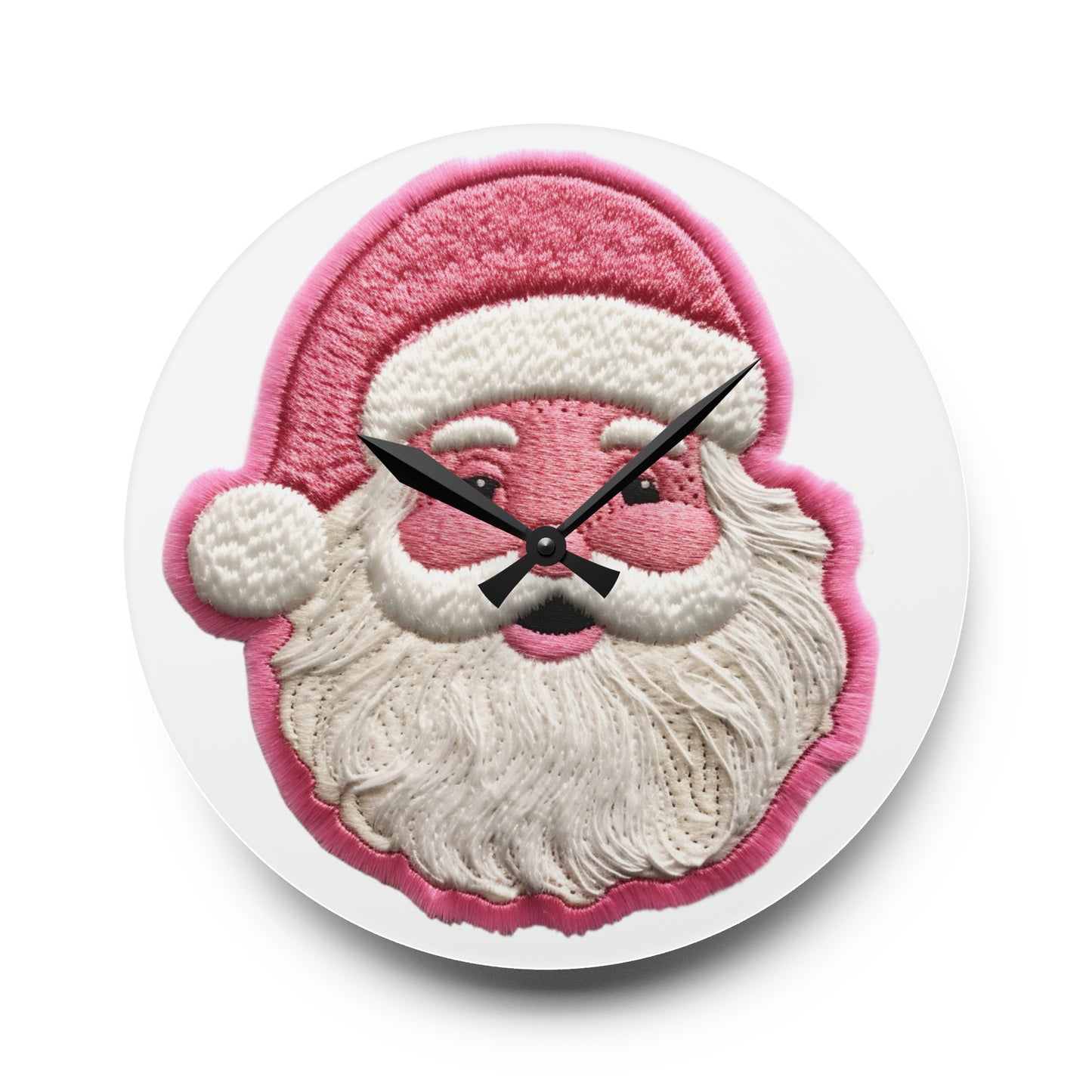 Reloj de pared acrílico de Papá Noel rosa 