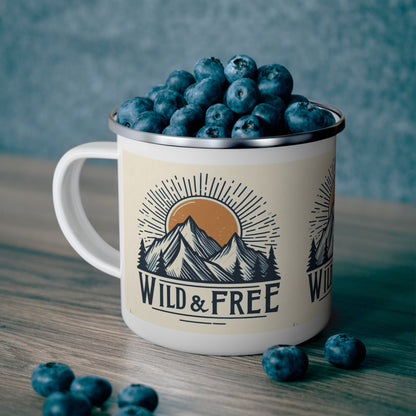 Wild and Free - Outdoor Adventure - Enamel Camping Mug