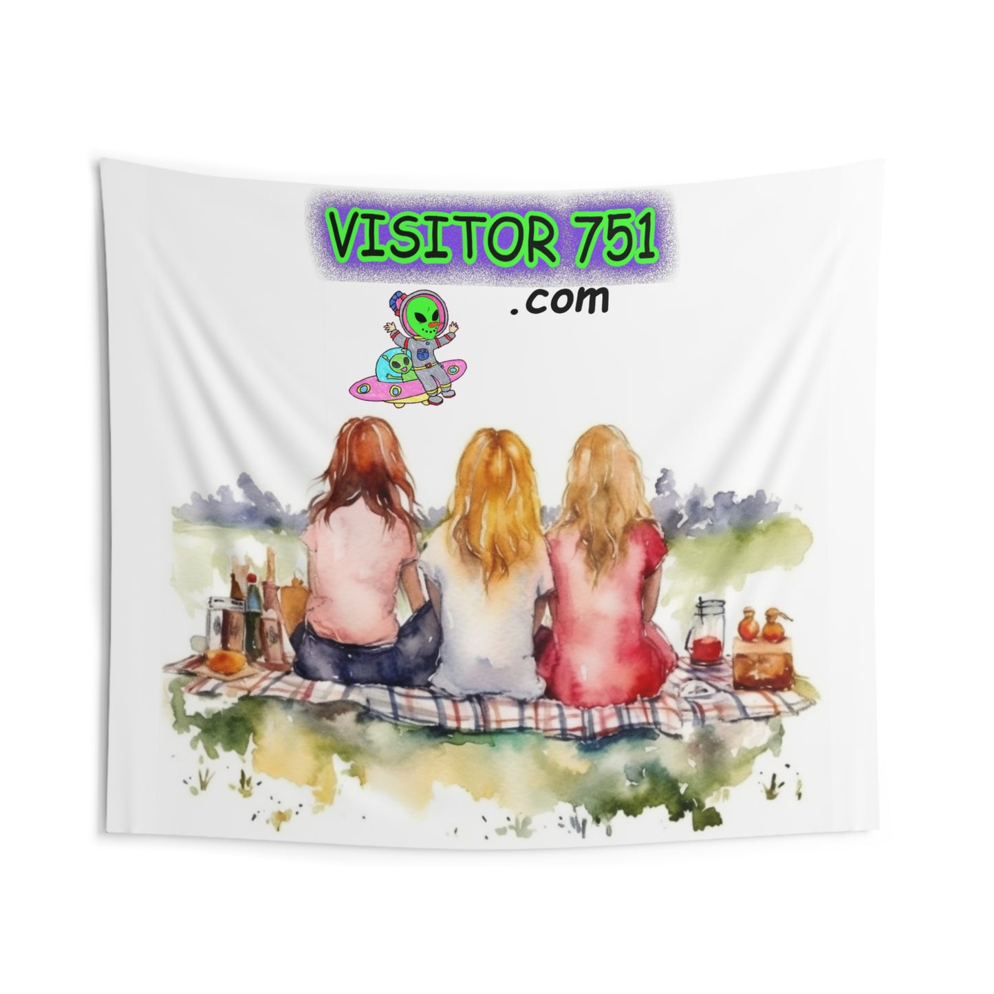 Visitor751 Advertisement Alien UFO Galactic Space - Indoor Wall Tapestries