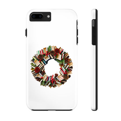 Holiday Book Wreath: Festive Literary Book Lover & Christmas Pinecone Arrangement - Tough Phone Cases