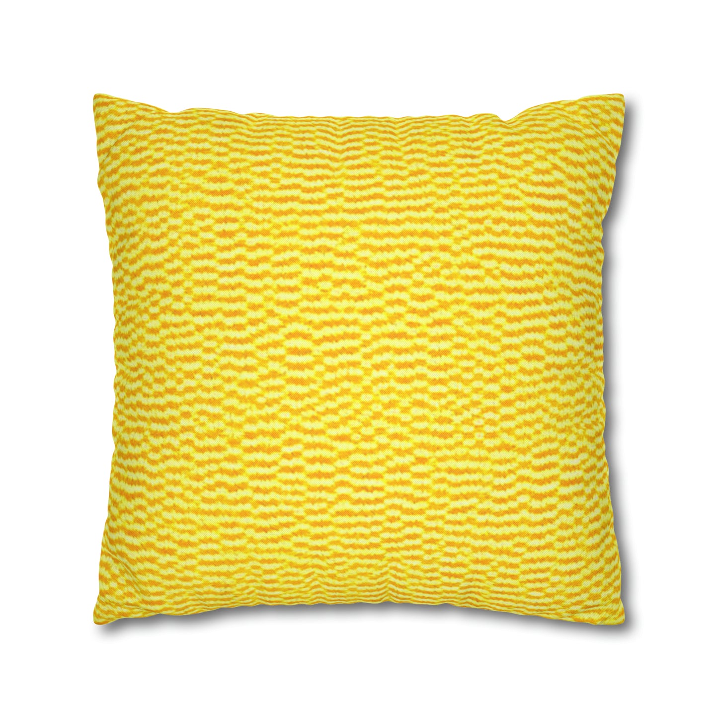 Sunshine Yellow Lemon: tela alegre e inspirada en la mezclilla - Funda de almohada cuadrada de poliéster hilado 