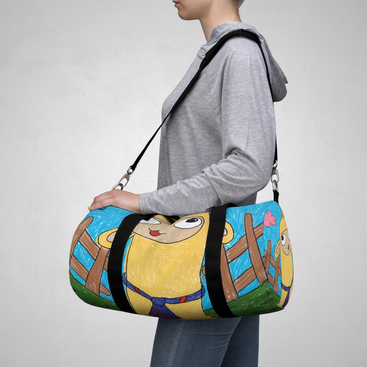 Llama Lovers: Heart and Animal Design Graphic Duffel Bag