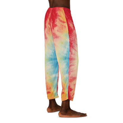 Rainbow Tie-Dye Denim: Vibrant Multi-Color, Fabric Design Spectacle - Men's Pajama Pants (AOP)