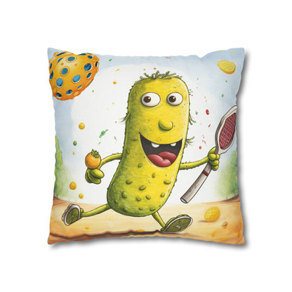 Pickleball Play: Pickle Sport Action Game, Fast Dink Ball - Spun Polyester Square Pillow Case