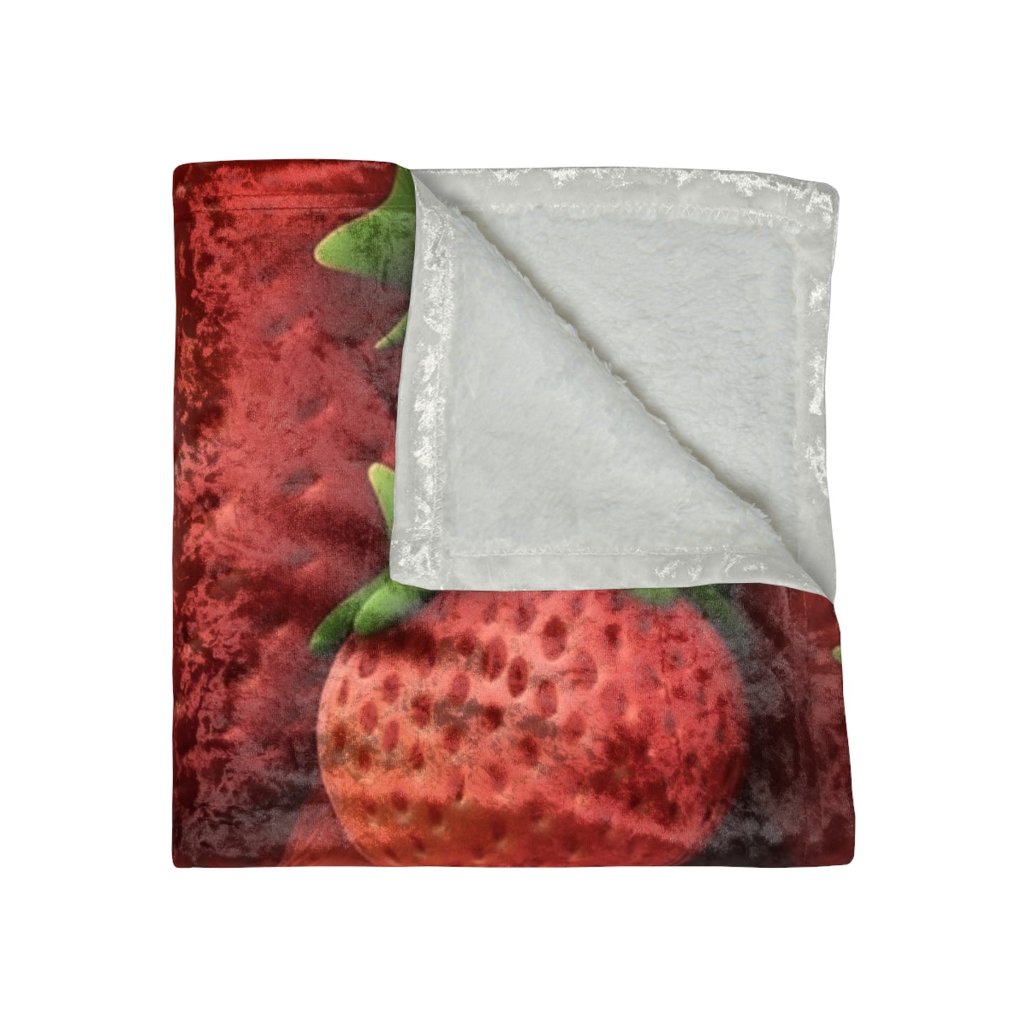 Garden Strawberries- Wild Sweet Gourmet - Farm Growing Ripe Red Fruit -Crushed Velvet Blanket