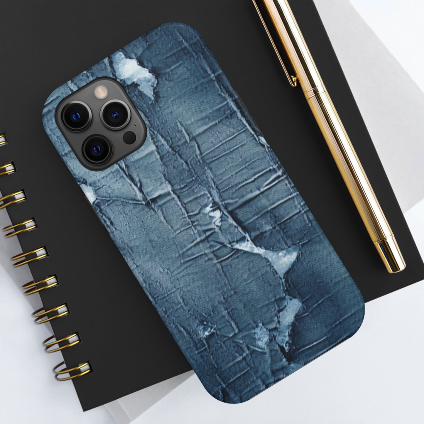 Distressed Blue Denim-Look: Edgy, Torn Fabric Design - Tough Phone Cases