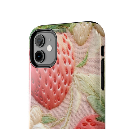 Red Berry Strawberries - Embroid Fruit - Healthy Crop Feast Food Design - Tough Phone Cases