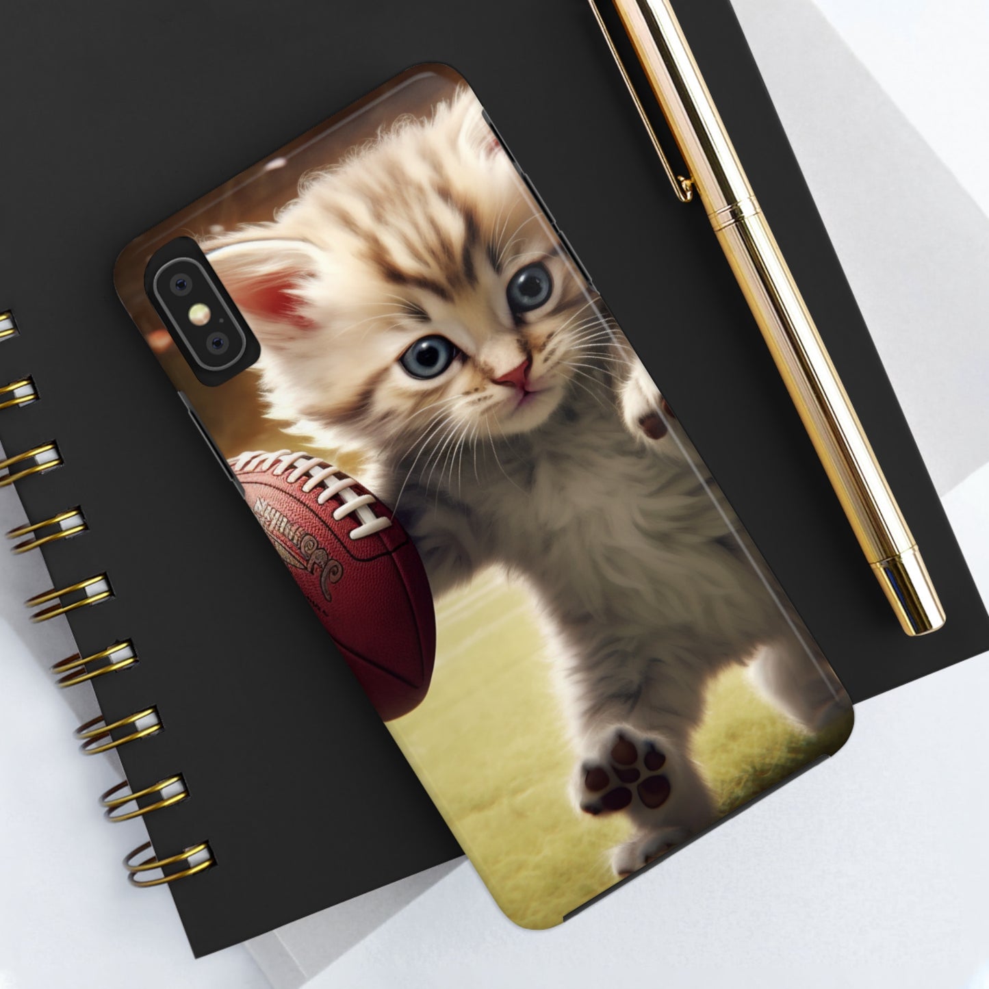 Football Kitty Fantasy: Feline Cat American Sport Quarterback - Tough Phone Cases