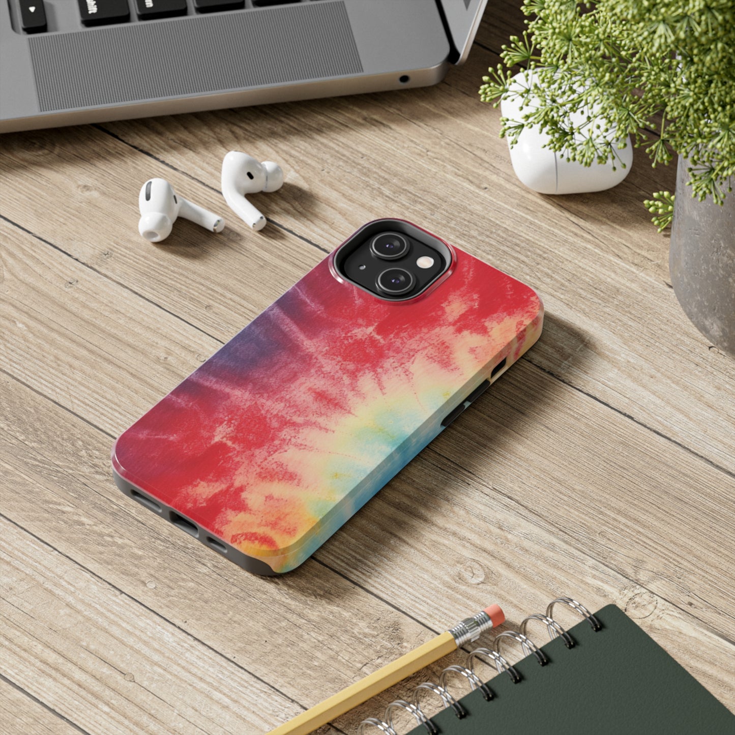 Rainbow Tie-Dye Denim: Vibrant Multi-Color, Fabric Design Spectacle - Tough Phone Cases