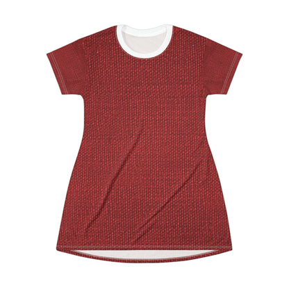 Bold Ruby Red: Denim-Inspired, Passionate Fabric Style - T-Shirt Dress (AOP)