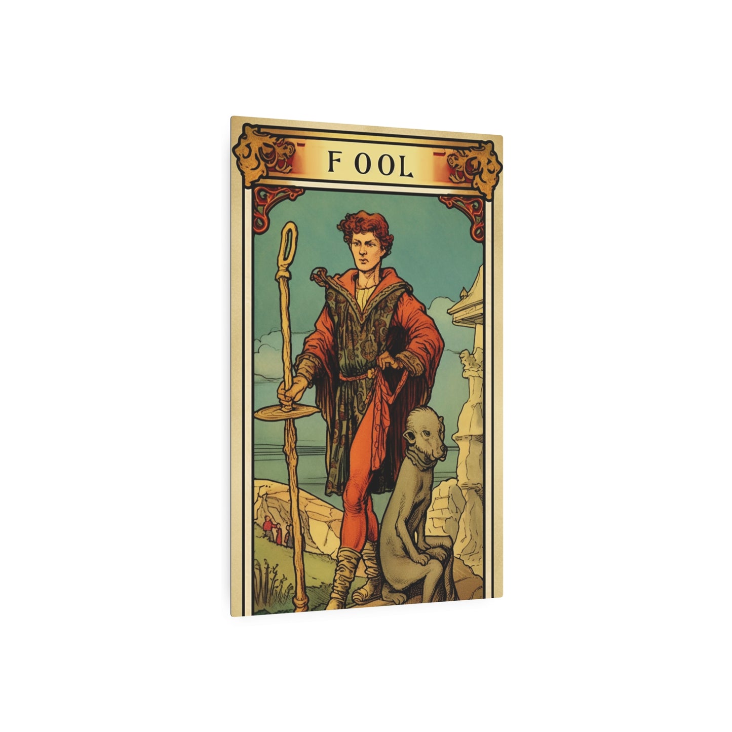 Mystical Tarot - Artistic Depiction of The Fool Card - Metal Art Sign