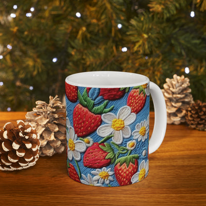 Orchard Berries: Juicy Sweetness from Nature's Garden - Fresh Strawberry Elegance - Ceramic Mug 11oz