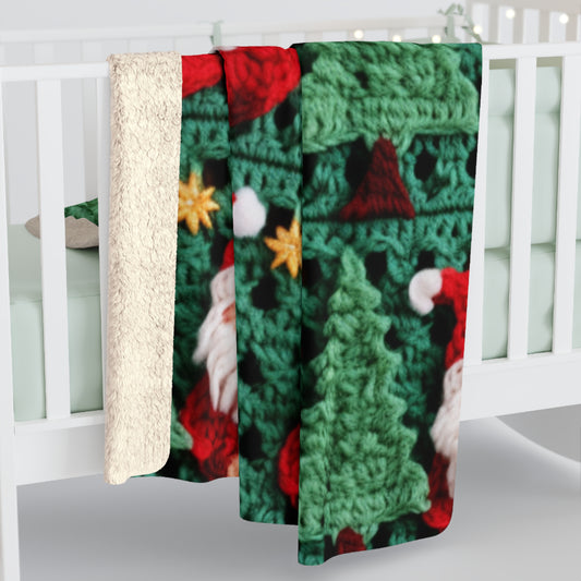 Santa Claus Crochet Pattern, Christmas Design, Festive Holiday Decor, Father Christmas Motif. Perfect for Yuletide Celebration - Sherpa Fleece Blanket