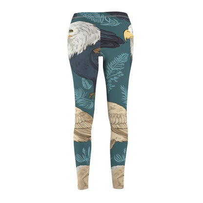 American Wildlife Symbols: Bald Eagles, Hawks, Birds Design Women's Cut & Sew Casual Leggings (AOP)