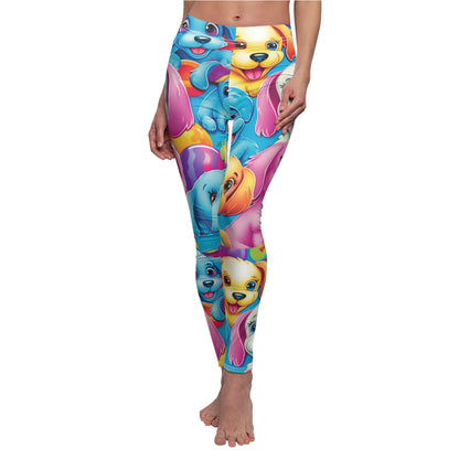 Happy Puppy & Dog Design - Vivid and Eye-Catching - Women's Cut & Sew Casual Leggings (AOP)