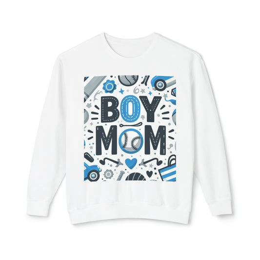 Boymom Design Shirt, Boy Mom Baseball Gift, Unisex Lightweight Crewneck Sweatshirt