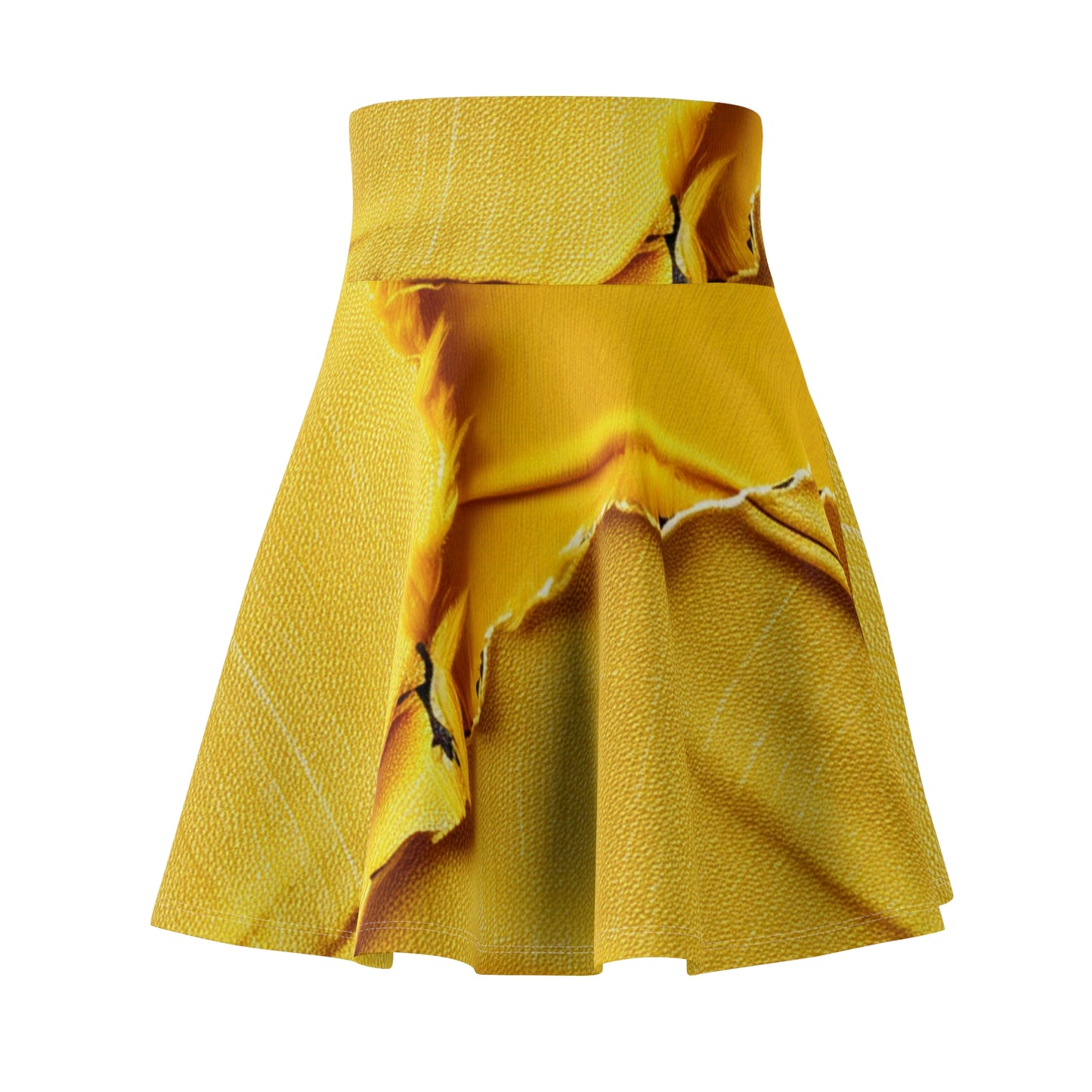 Banana Yellow Lemon: Bold Distressed, Denim-Inspired Fabric - Women's Skater Skirt (AOP)