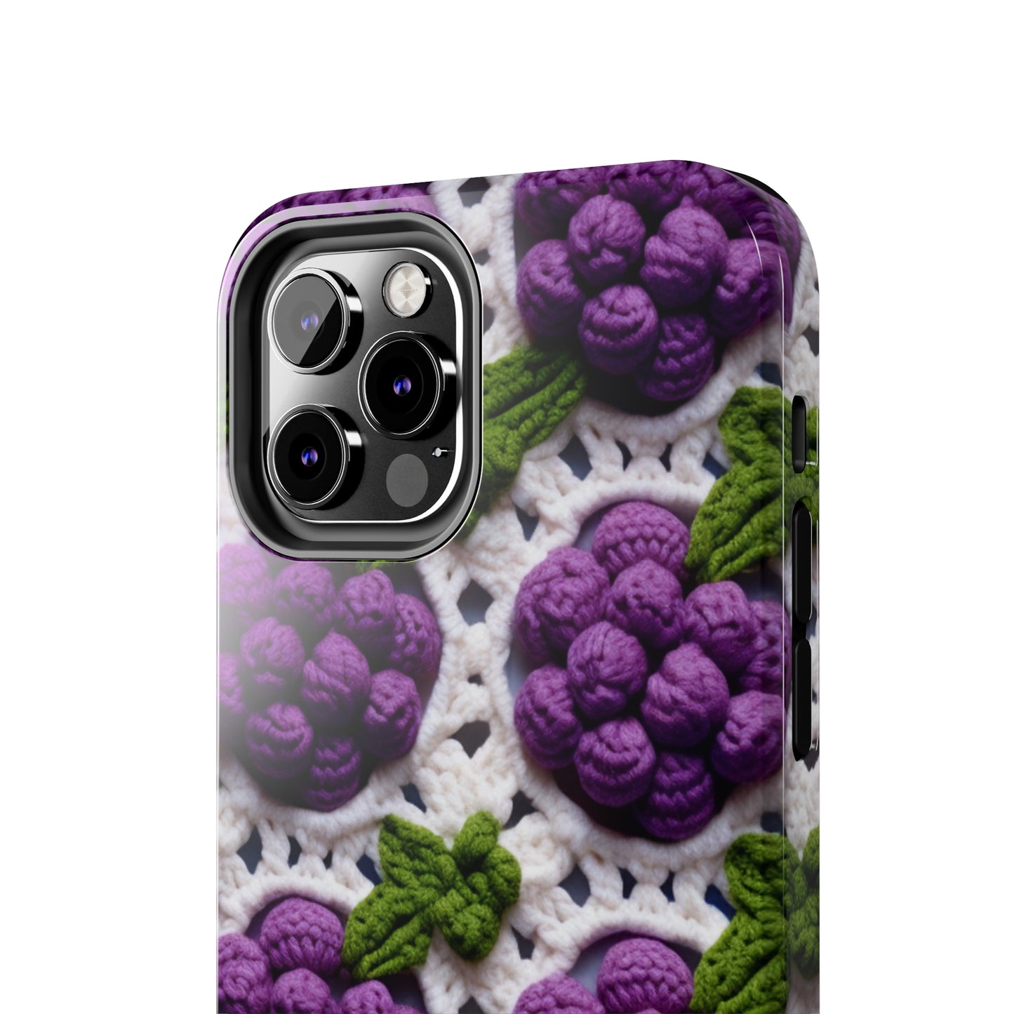 Crochet Grapes Pattern - Granny Square Design - Fresh Fruit Pick - Orchard Purple Snack Food - Tough Phone Cases