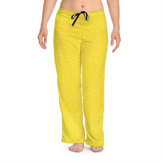 Sunshine Yellow Lemon: tela alegre e inspirada en la mezclilla - Pantalones de pijama para mujer (AOP) 