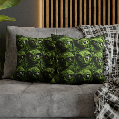 Alien Granny Square Crochet - Galacitc Space Sci fi Fantasy Theme - Spun Polyester Square Pillow Case