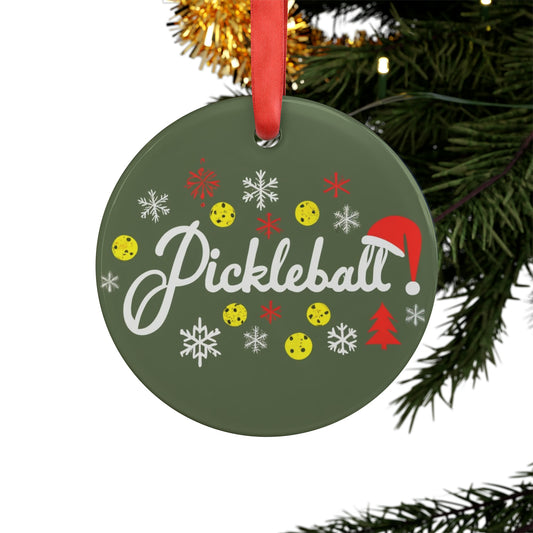 Pickleball Day - Sport Ball Game - Holiday Christmas - Acrylic Ornament with Ribbon