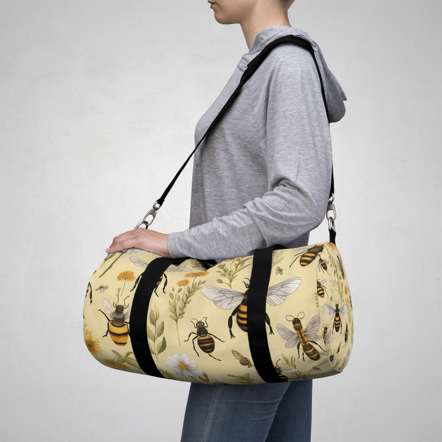 Whimsical Bee & Honeycombs Nature-Friendly Pattern Design Duffel Bag