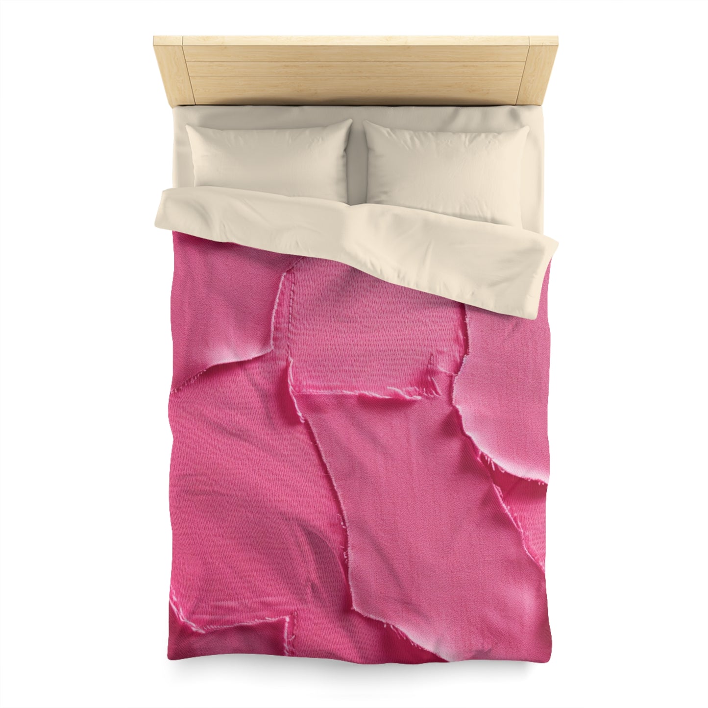 Distressed Neon Pink: Edgy, Ripped Denim-Inspired Doll Fabric - Microfiber Duvet Cover