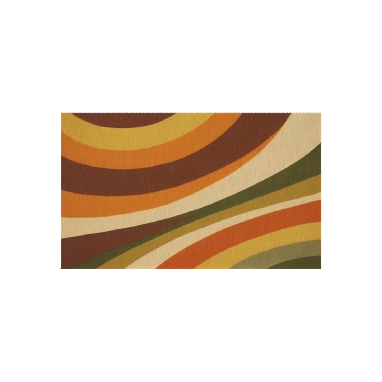 Groovy 1970s Mod-Inspired Outdoor Rug in Bold Orange, Green, Rust, Gold & Beige