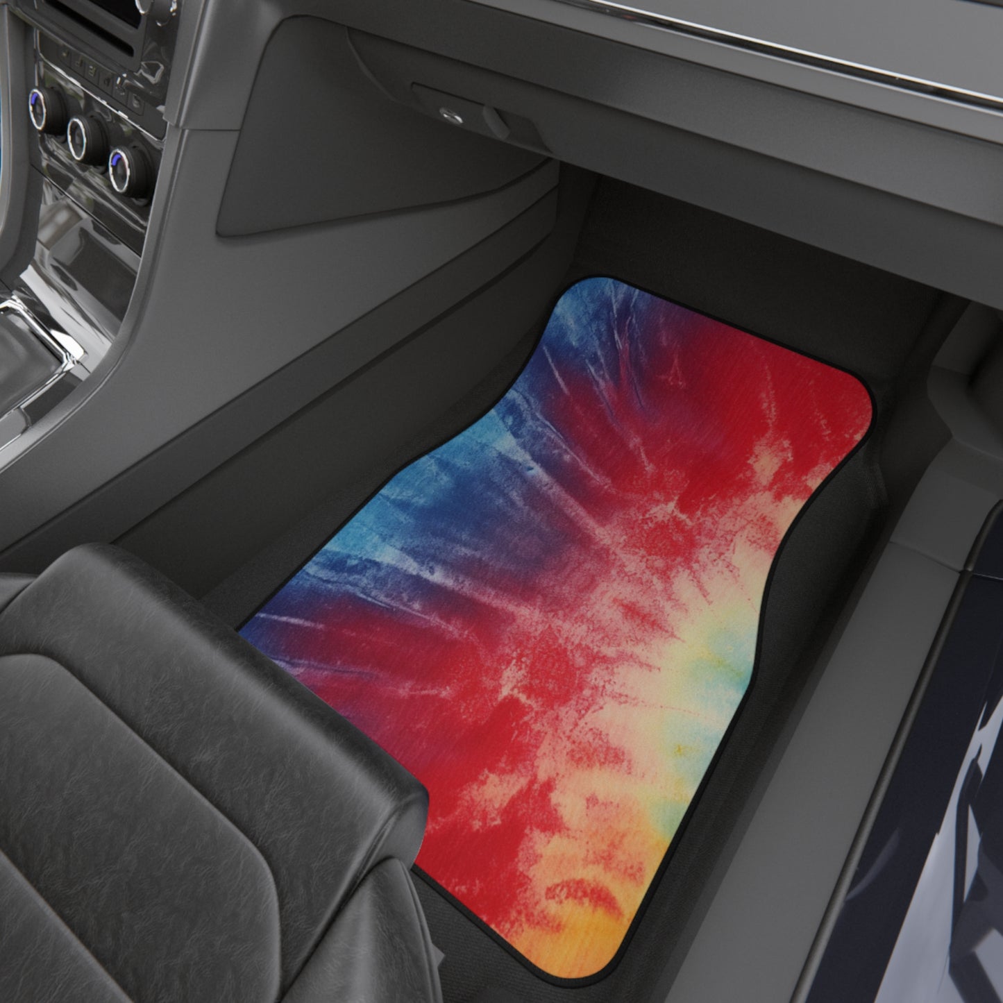 Denim Rainbow Tie-Dye: Espectáculo de diseño de tela multicolor vibrante - Alfombrillas para coche (Juego de 4) 