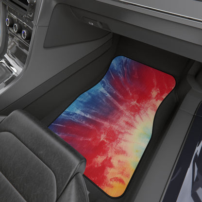 Denim Rainbow Tie-Dye: Espectáculo de diseño de tela multicolor vibrante - Alfombrillas para coche (Juego de 4) 