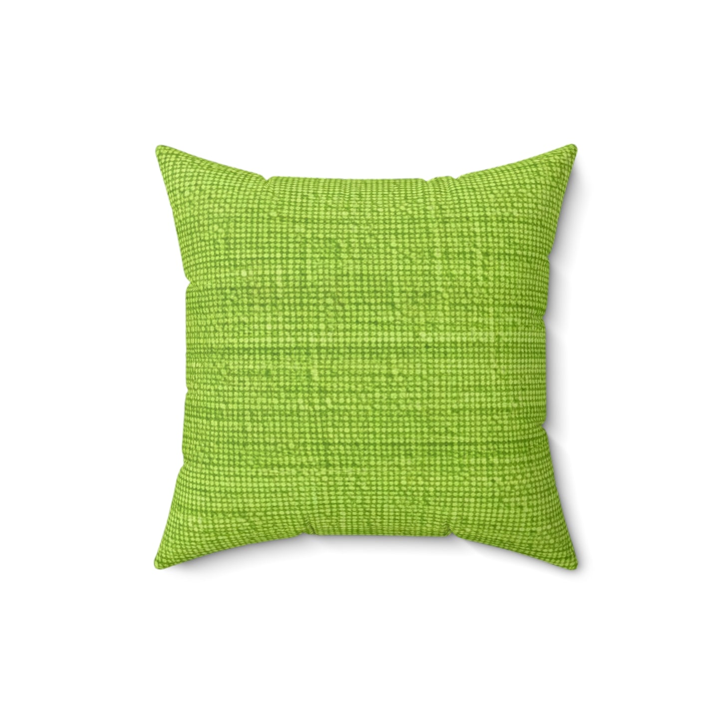 Verde neón de hierba exuberante: estilo de tela primaveral inspirado en la mezclilla - Almohada cuadrada de poliéster hilado