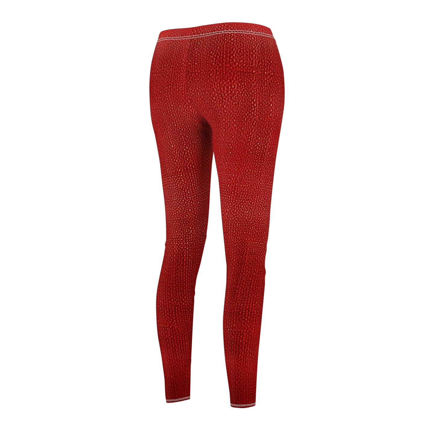 Juicy Red Berry Blast: Denim Fabric Inspired Design - Women's Cut & Sew Casual Leggings (AOP)