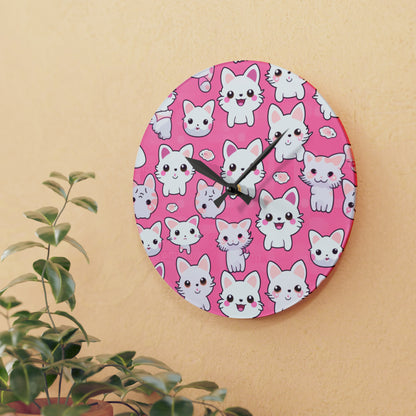 Kawaii Kitten Anime Cat Acrylic Wall Clock