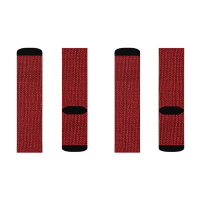 Bold Ruby Red: Denim-Inspired, Passionate Fabric Style - Sublimation Socks