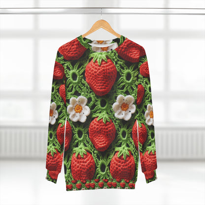 Ganchillo de campo de fresas - Forever Forest Greens - Cultivo de cosecha de bayas de frutas - Sudadera unisex (AOP) 