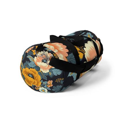 Vintage 50s 60s Inspired High-Waisted Floral Pattern Duffel Bag