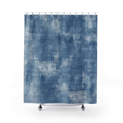 Faded Blue Washed-Out: Denim-Inspired, Style Fabric - Shower Curtains