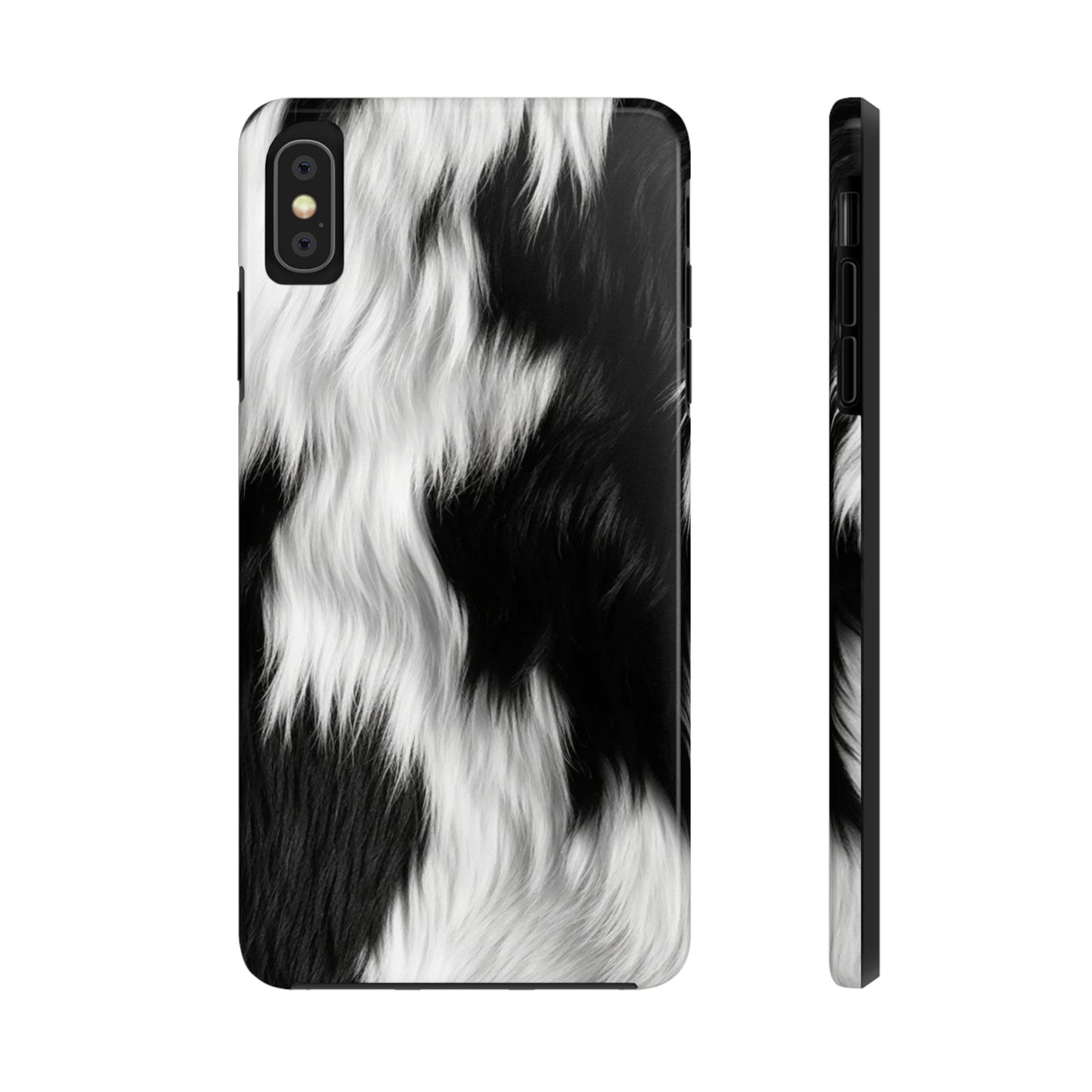 Cowhide on Hair Leather - Black and White - Designer Style - Tough Phone Cases