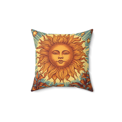 Sun Tarot Card Symbol of Growth, Life, and Radiance - Spun Polyester Square Pillow