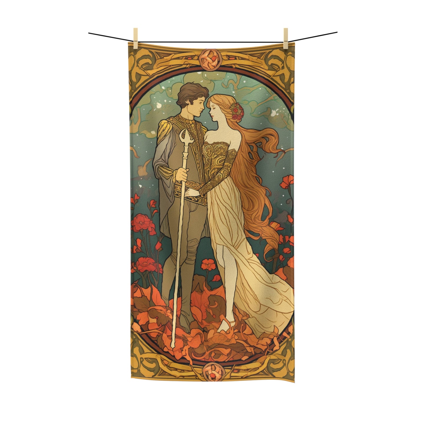 Lovers Tarot Card - Detailed Reading Symbolism, Full-Color Illustration - Polycotton Towel