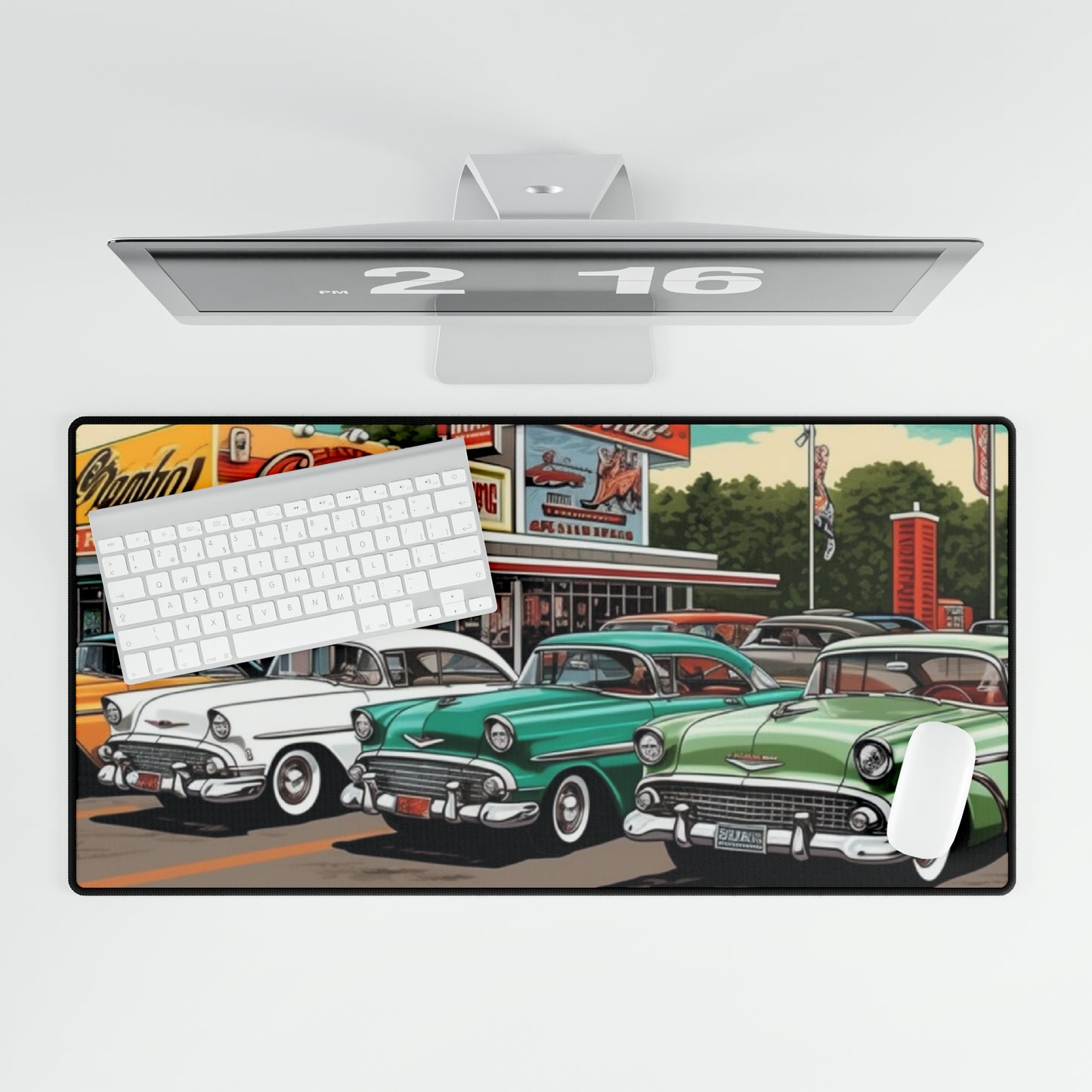 1950s Classic Car Collection Retro Artwork - Desk Mats