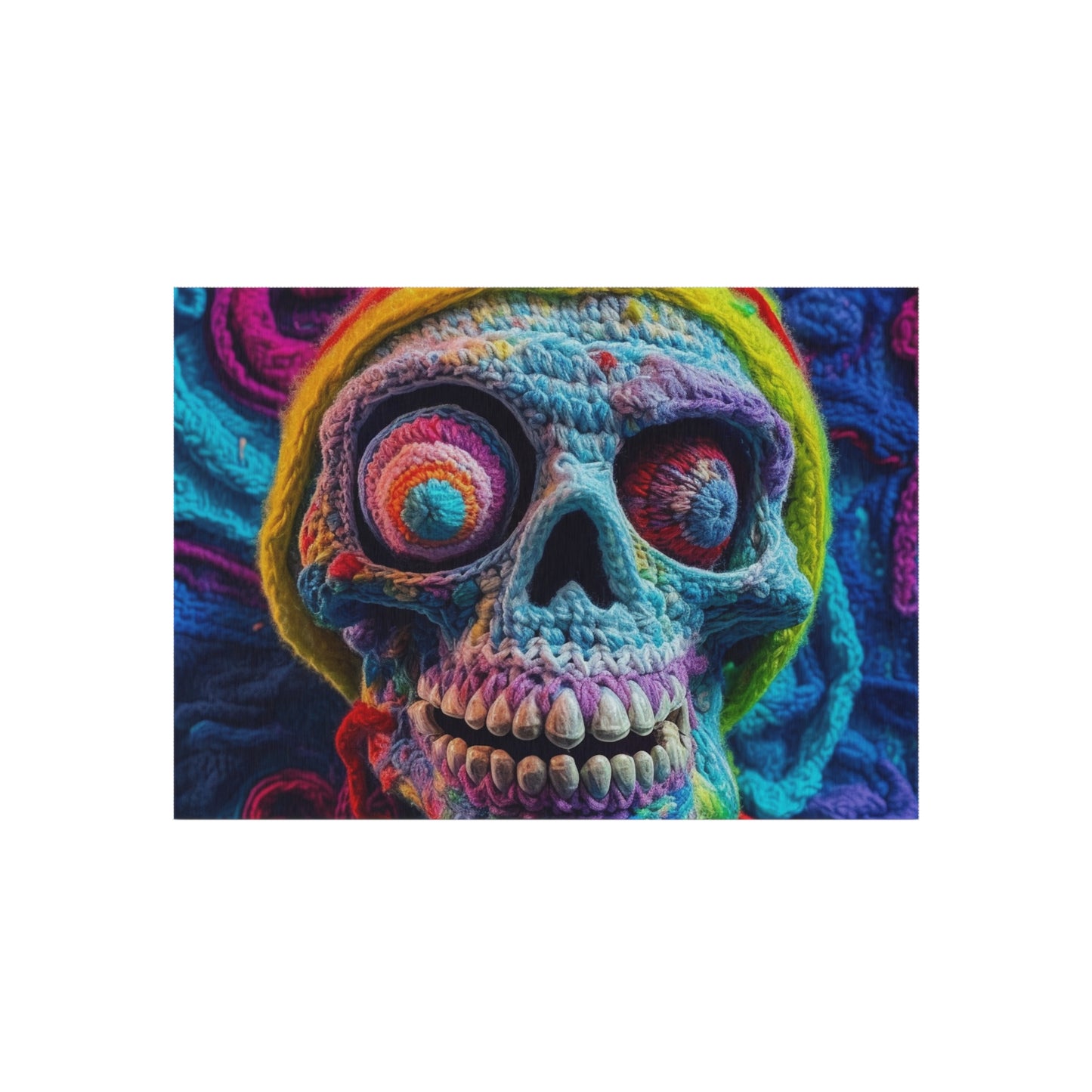 Crochet Skull Halloween Scary Horror Design - Outdoor Rug