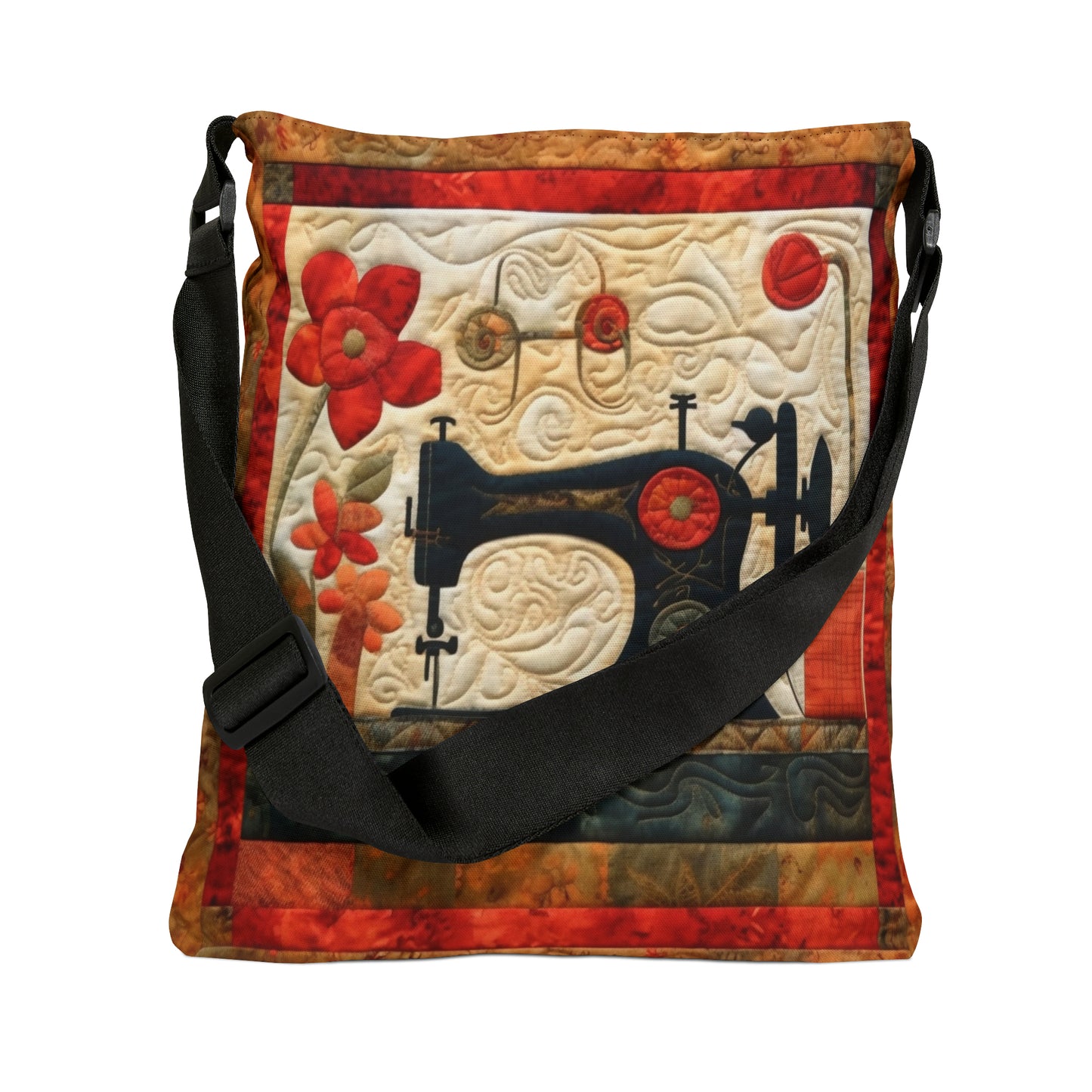 Sewing Machine Quilt: A Crafted Design Homage to Stitching - Adjustable Tote Bag (AOP)