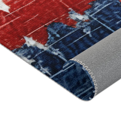 Patriotic Red, White & Blue: Distressed Denim-Style, Torn Fabric - Area Rugs