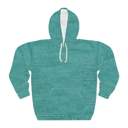 Diseño de tela vaquera color turquesa menta de calidad, material elegante, sudadera con capucha unisex (AOP) 