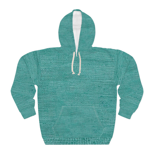 Quality Mint Turquoise Denim Fabric Deisgn, Stylish Material - Unisex Pullover Hoodie (AOP)