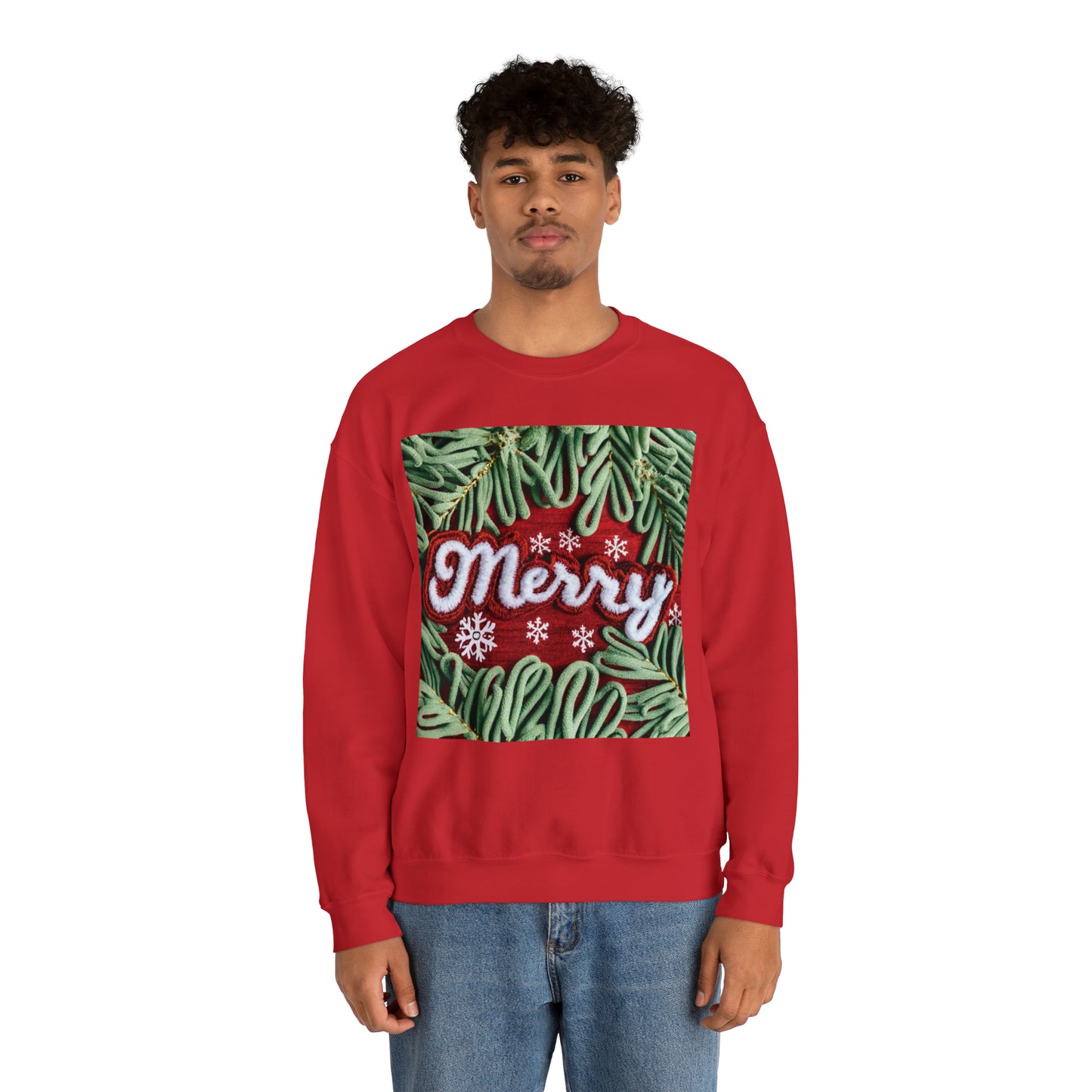 Chenille Patch Festive Christmas Crewneck, Holiday Shirts, Merry Christmas Pullover, Trendy Winter Jumper