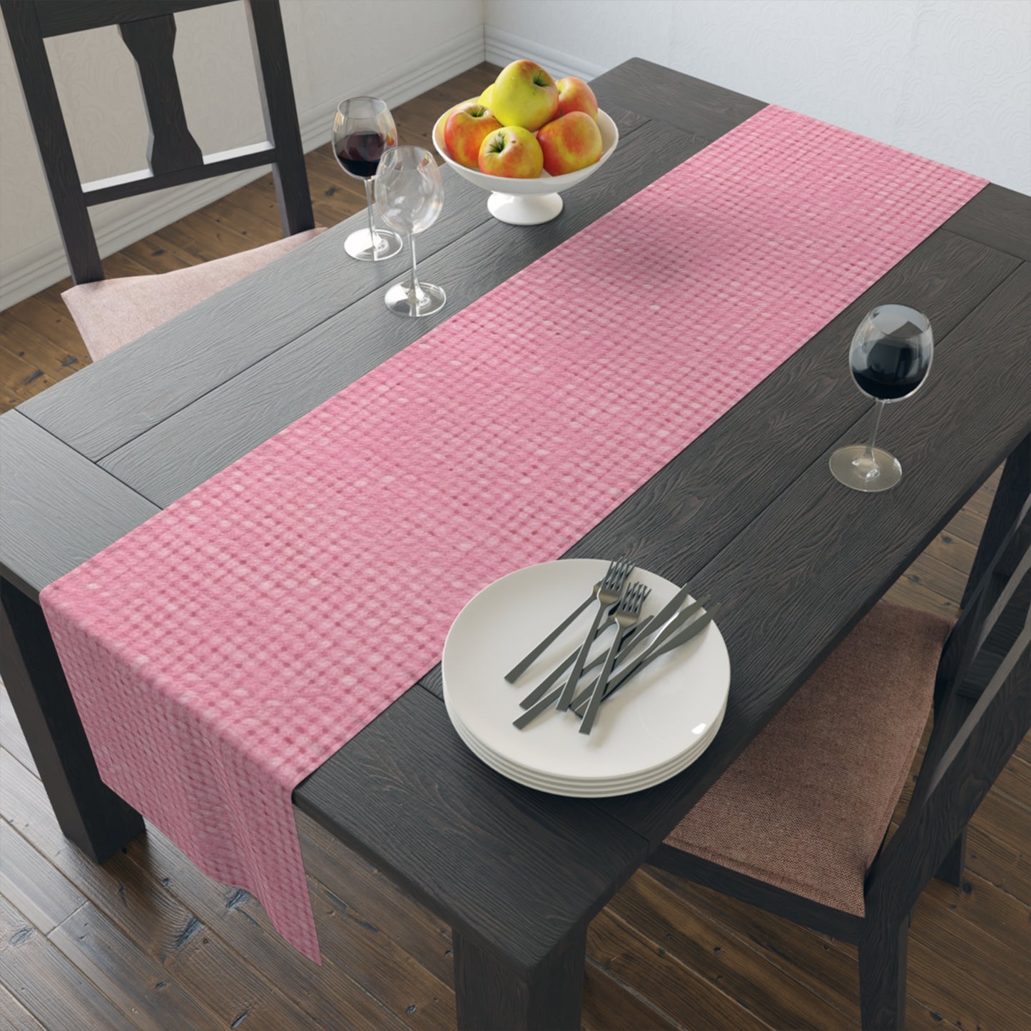 Pastel Rose Pink: Denim-Inspired, Refreshing Fabric Design - Table Runner (Cotton, Poly)