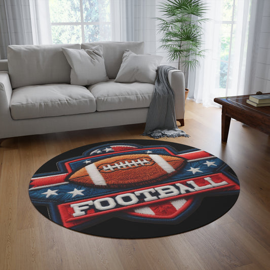 American Football USA Flag, Chenille Patch Graphic, Round Rug