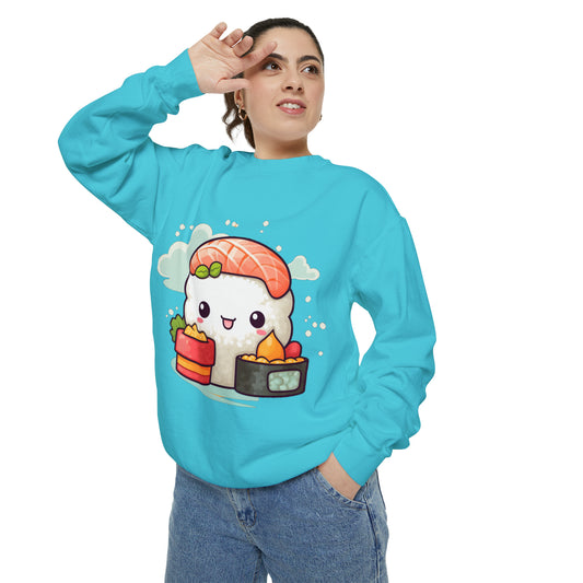 Anime Sushi - Japonés lindo kawaii - Regalo Otaku - Sudadera unisex teñida de ropa 